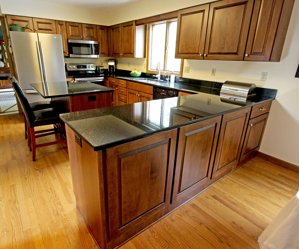 Maple Kitchen Cabinets with Black Pearl Granite Countertops ~ Copley