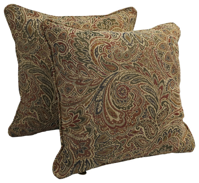 18" DoubleCorded Jacquard Chenille Square Throw Pillows, Set of 2