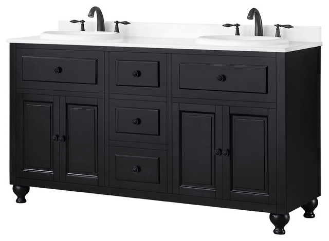 Ove Decors Kensington 60 In Black Double Sink Vanity With Culture Marble Top Ove Decors Kensington 60 In Black Double Sink Vanity With Culture Marble Top