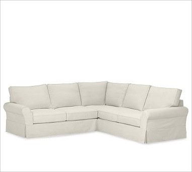 PB Comfort Roll-Arm 3-Piece L Shaped Sectional Slipcovers, Brushed Canvas Natura