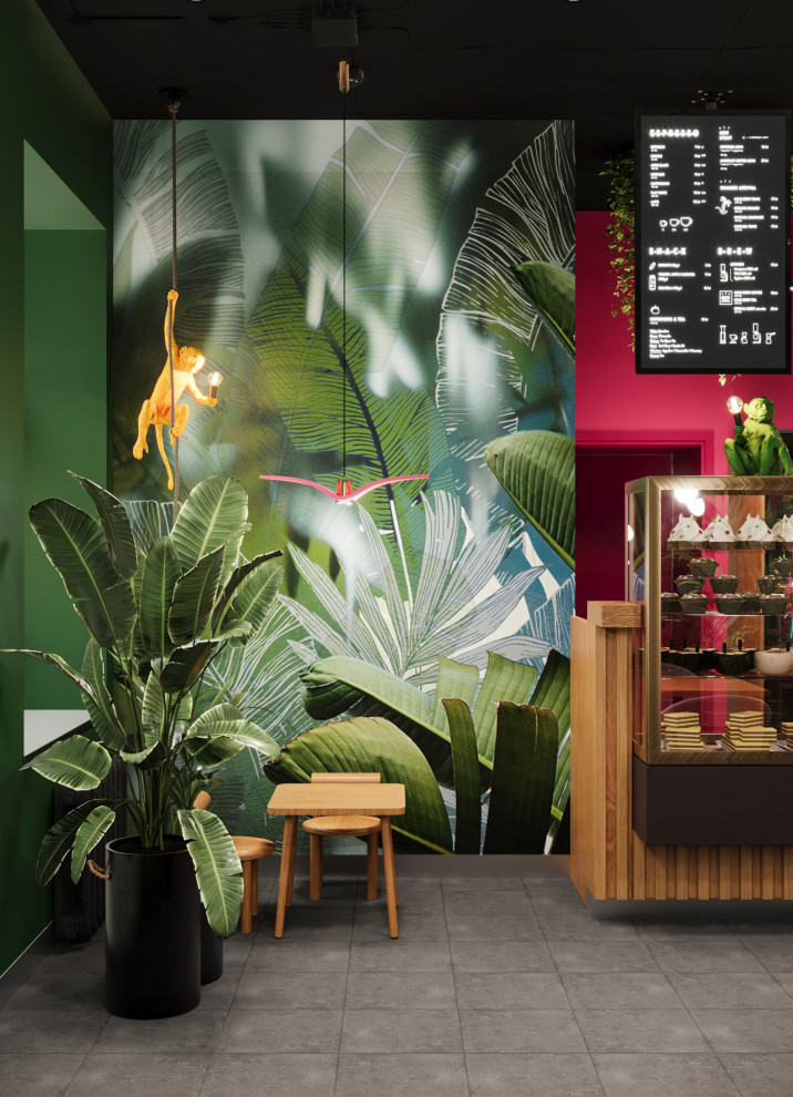 Кофейня в тропическом стиле. Проект