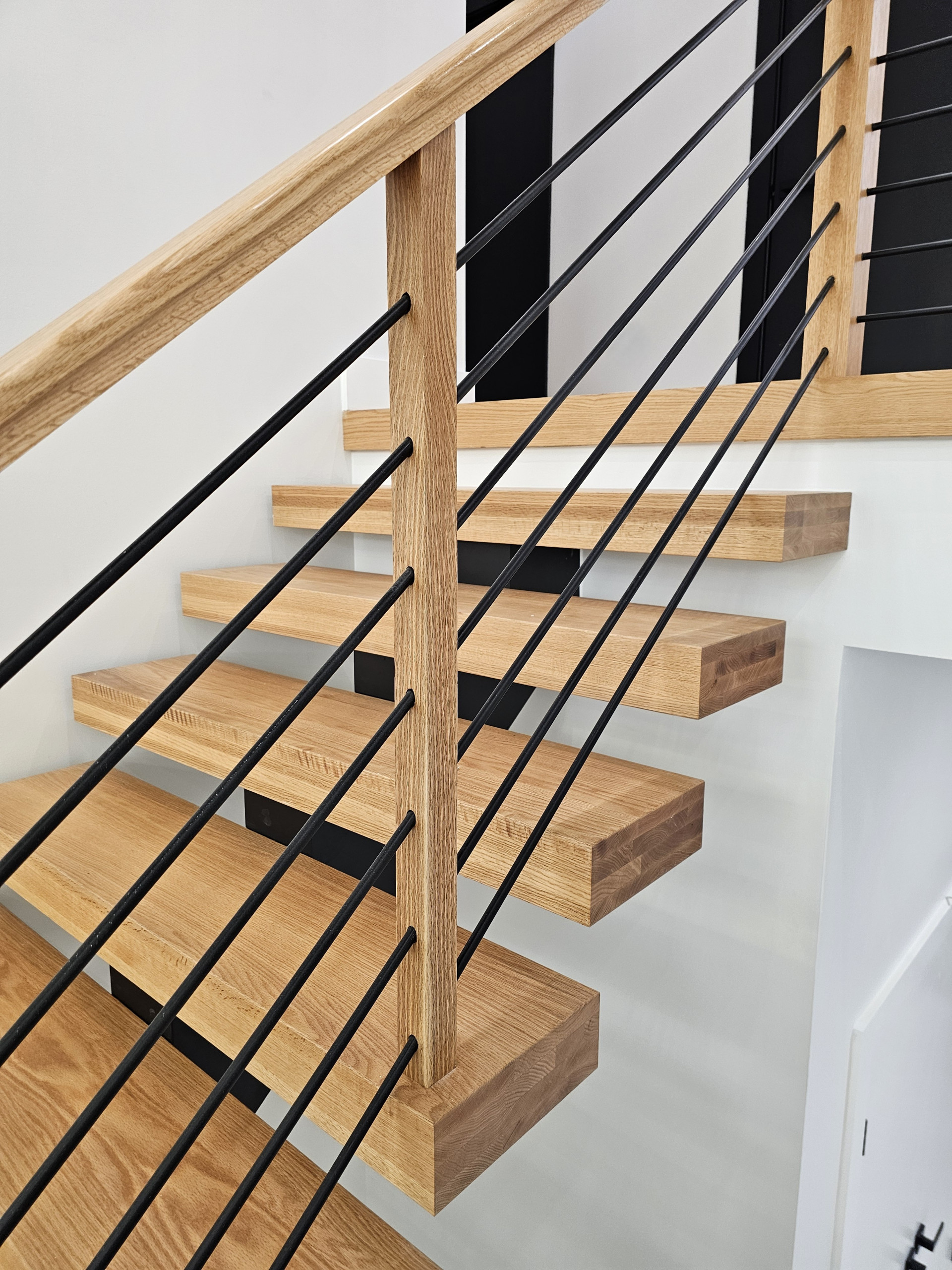 143_Modern Floating Red Oak and Metal Staircase, Sterling, VA