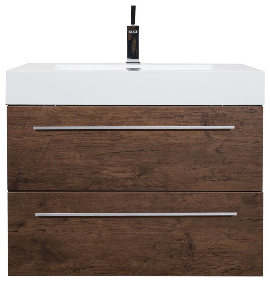 27" Single Bath Vanity Set, Rose Wood Modern Bathroom Vanities And