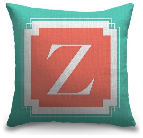 Letter Z Stroke Border Pillow Contemporary Decorative