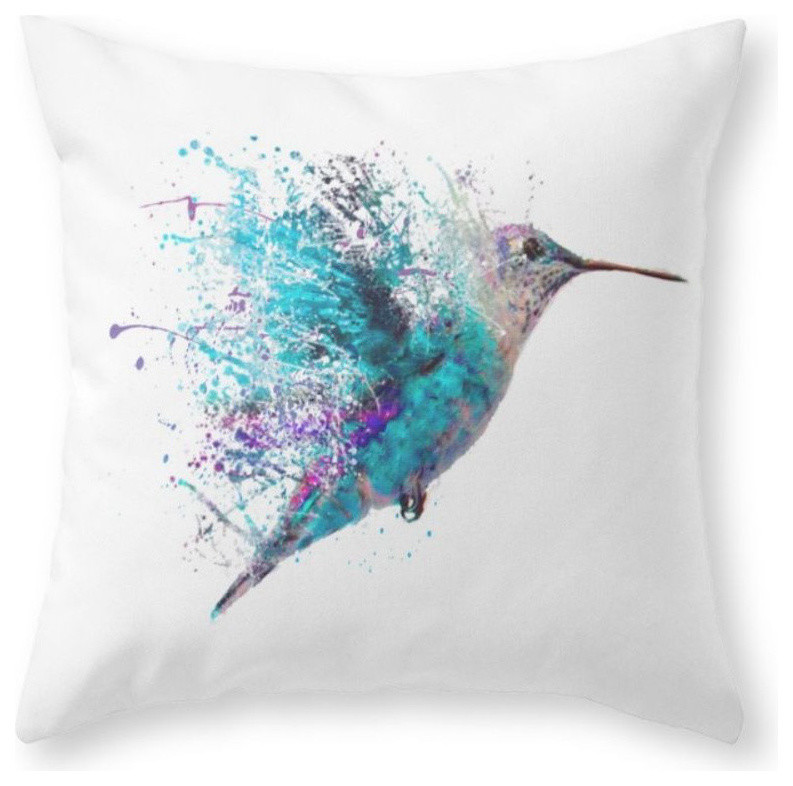 Humming Bird Splash Couch Throw Pillow - Cover (16  x 16 ) with pillow insert