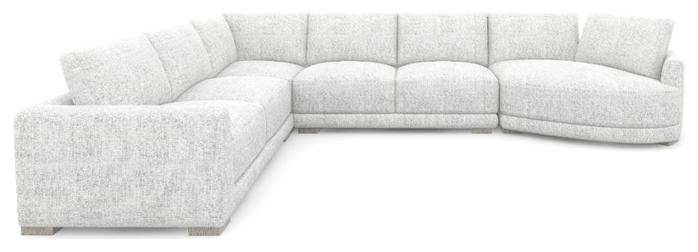 Laguna 166" Modular Feather-Cushion Sectional Sofa, Cloud Light Gray Polyester Tweed, Left-Arm Facing