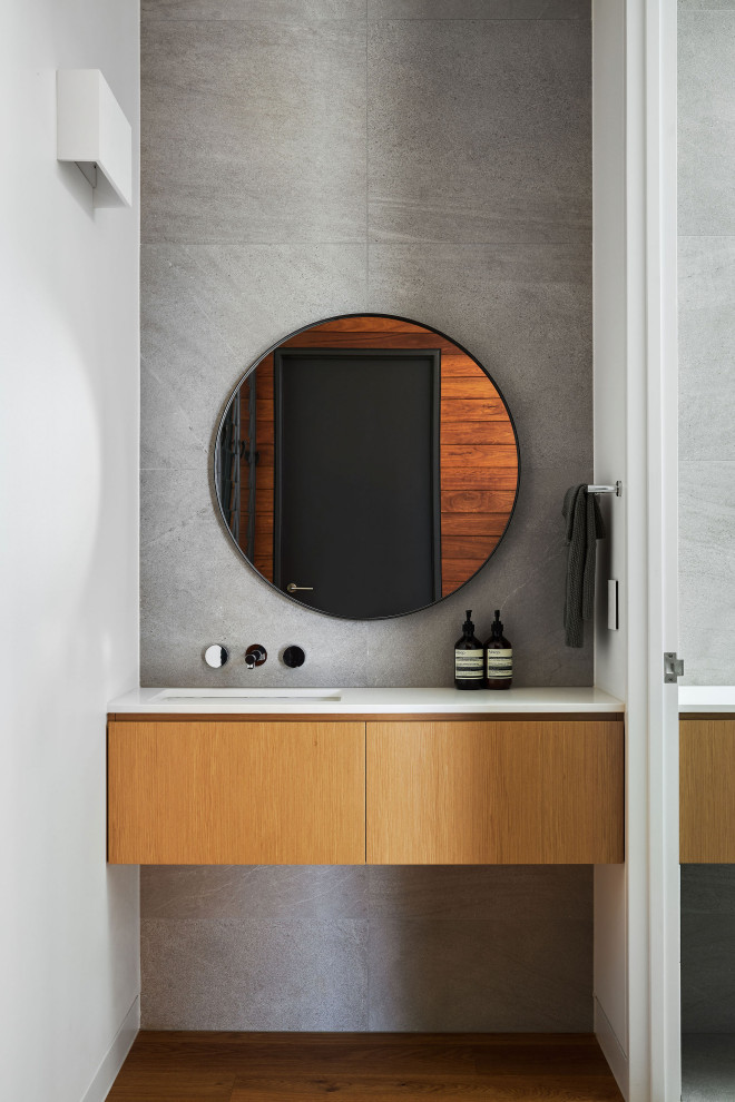 This is an example of a contemporary powder room in Brisbane.