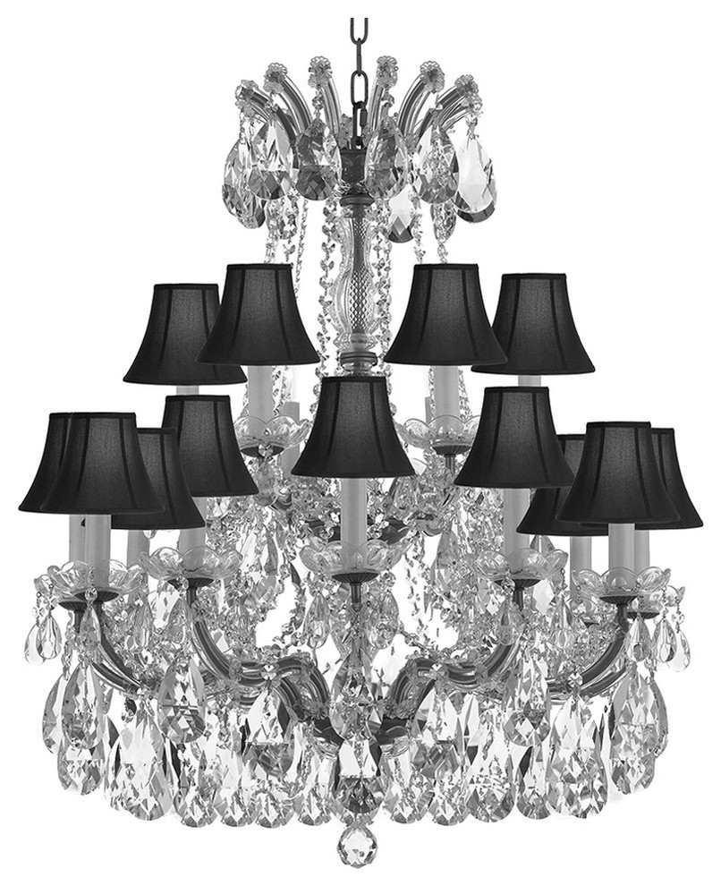 Swarovski Crystal Chandelier With Black Shade Traditional