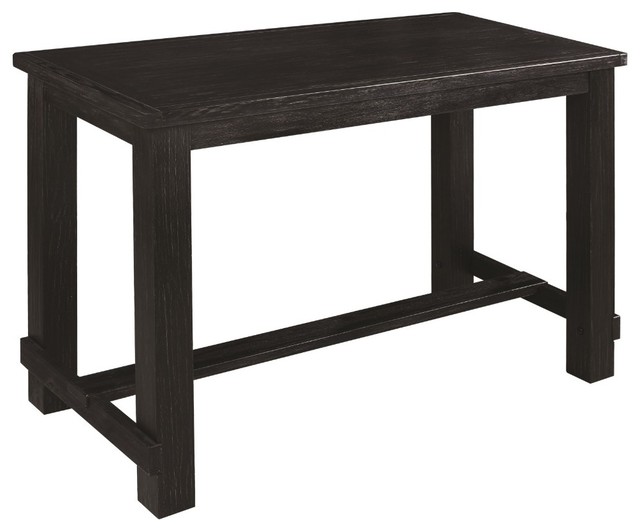 Rectangular Wooden Bar Table With Footrest Black Rectangular Wooden Bar Table With Footrest Black