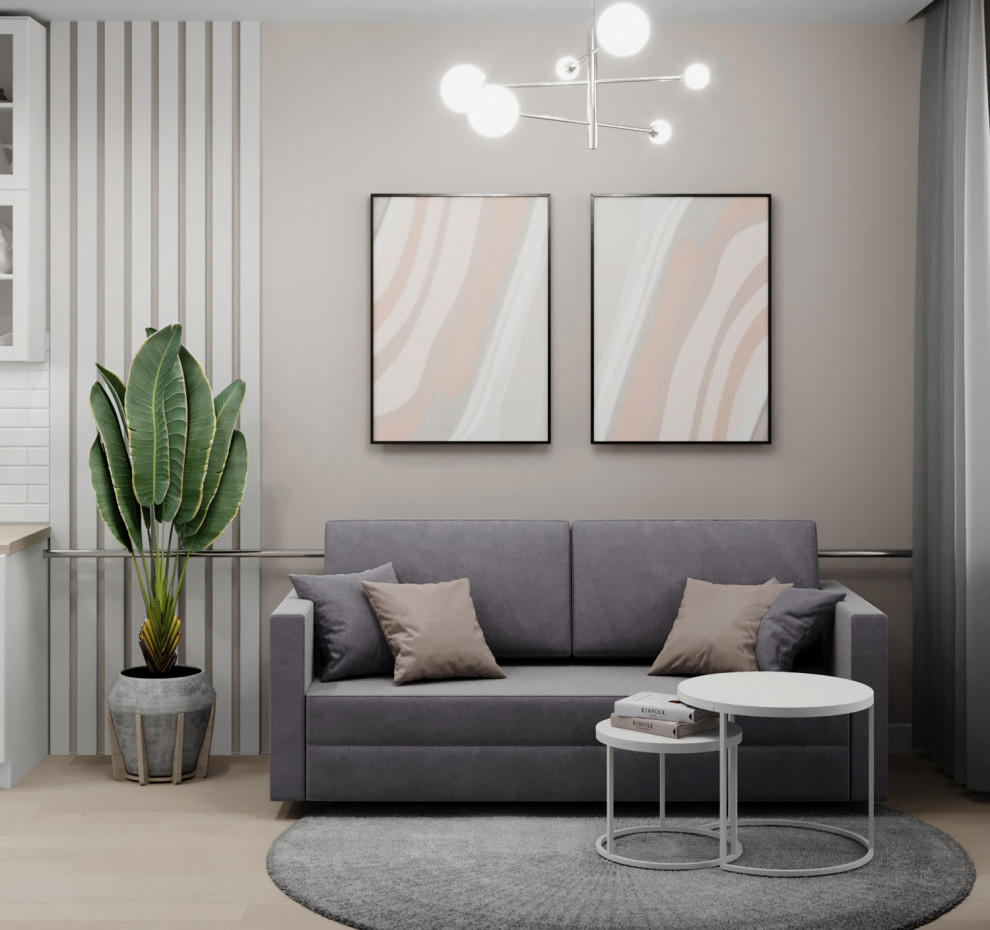 Кухня-гостиная 18 кв. м. в скандинавском стиле