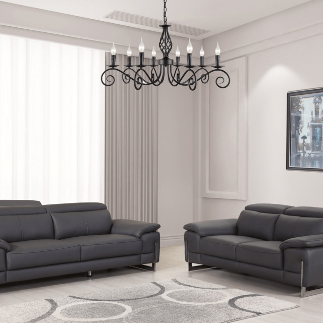71'" X 42'" X 31'" Modern Dark Gray Leather Sofa And Loveseat