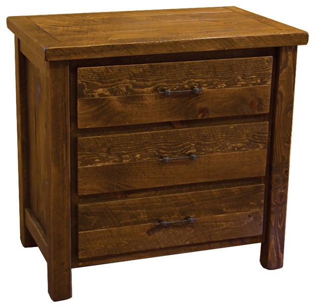 Rustic Barn Wood Style Timber Peg 3 Drawer Chest/Dresser