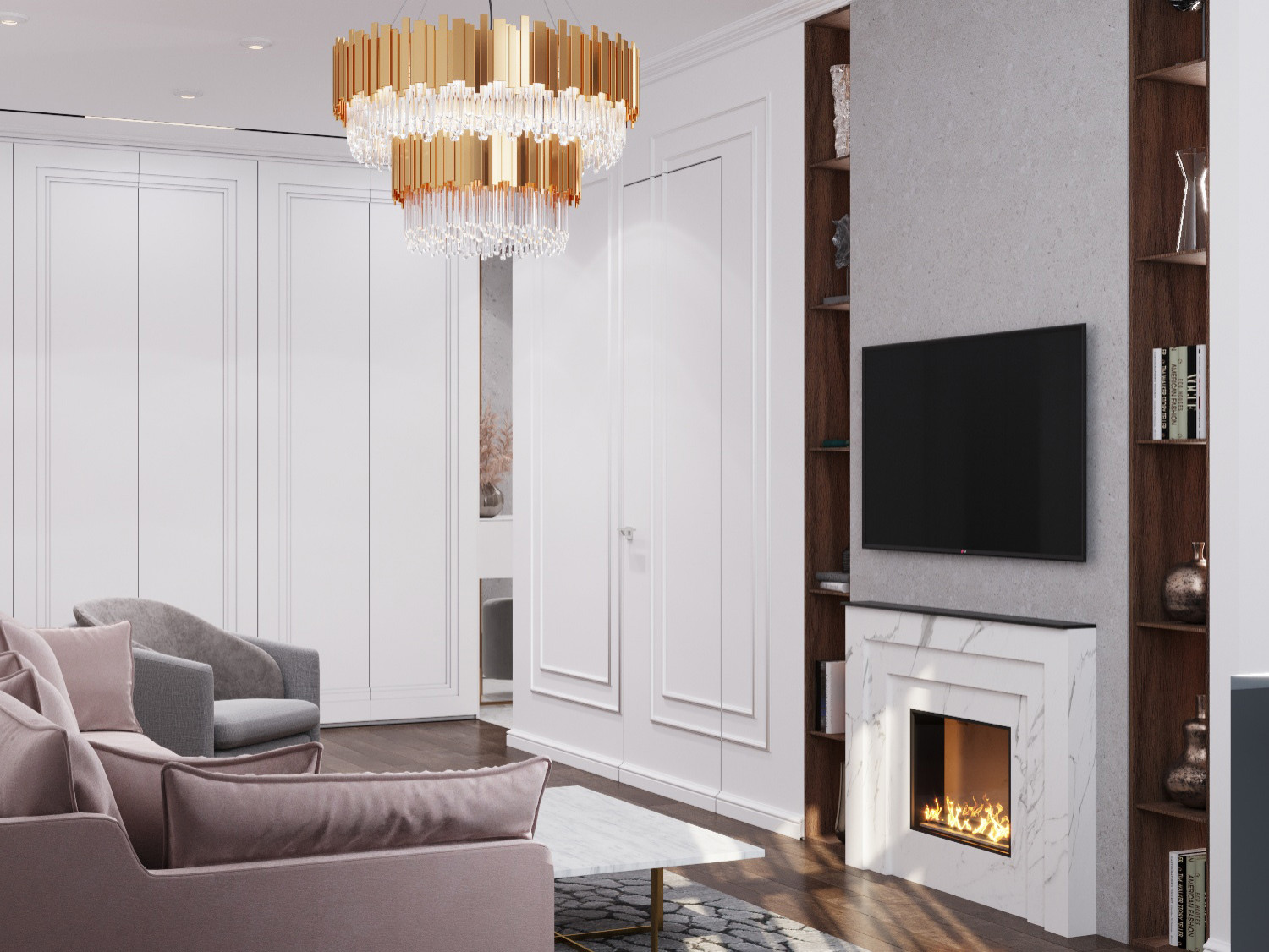 Неоклассика в пыльно-розовых тонах. Москва 2020