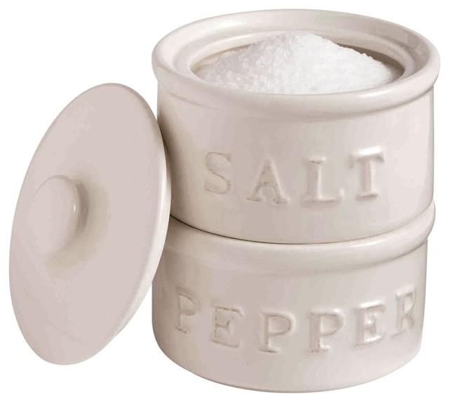 Salt and Pepper Stackable Holders Cellar Set By Mud Pie Farmhouse