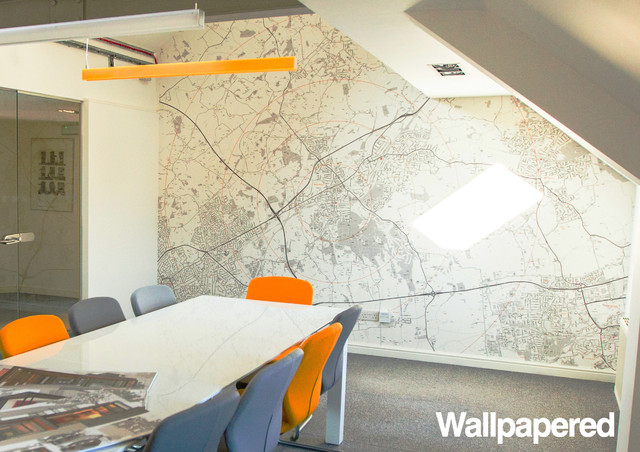 Custom Postcode/Zipcode wallpaper contemporary-home-office