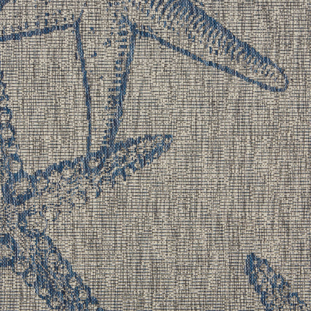 5'x7' Blue Starfish Indoor Outdoor Area Rug - Beach Style - Outdoor ...
