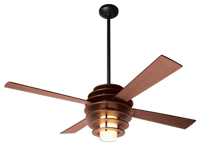 Modern Fan Stella Led Light Mahogany Dark Bronze 52 Ceiling Fan Wall Control Contemporary Ceiling Fans By Alcove Lighting