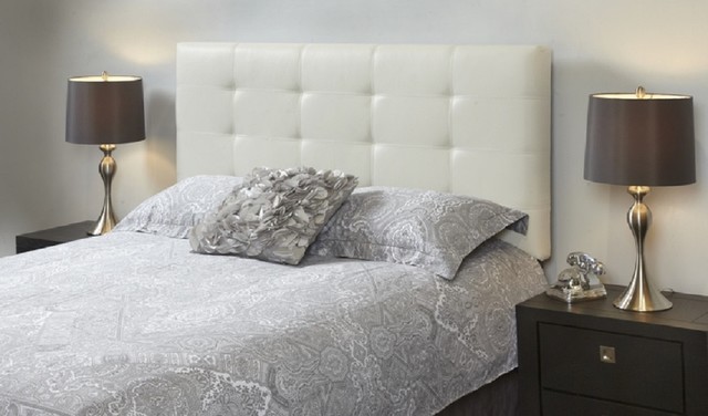 Milton White Leather Tufted Queen Bed Frame
