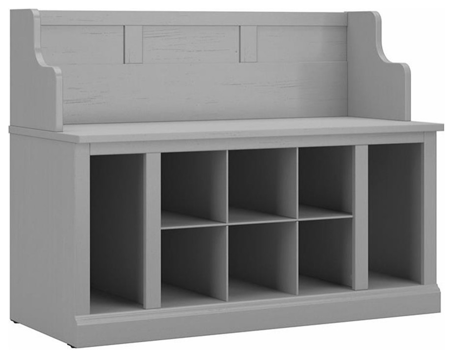 Woodland 40W Entryway Bench with Shelves in Cape Cod Gray Engineered Wood Accent And Storage