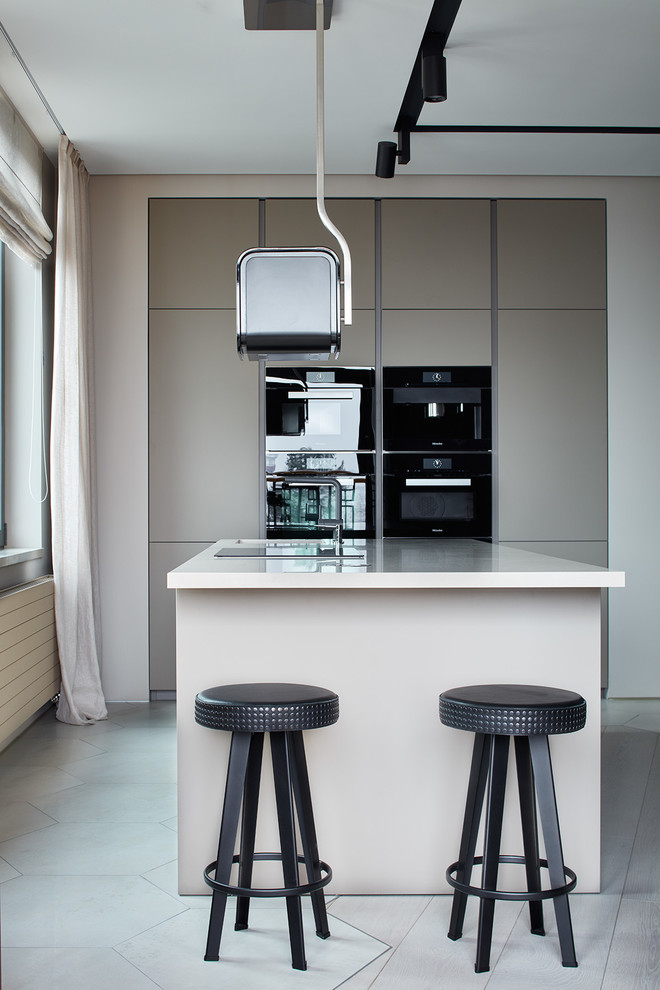 This is an example of a contemporary kitchen in Other with with island.