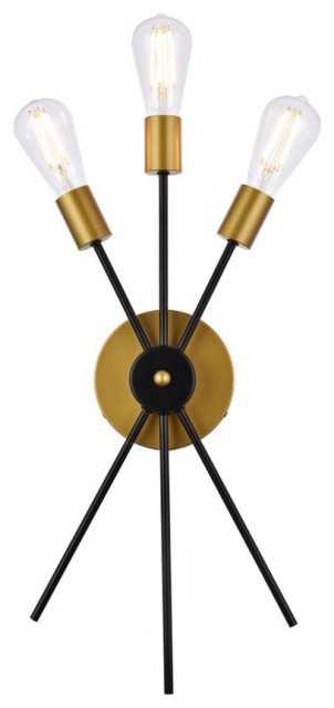 Lucca 3-Light Bath Sconce in Black And Brass