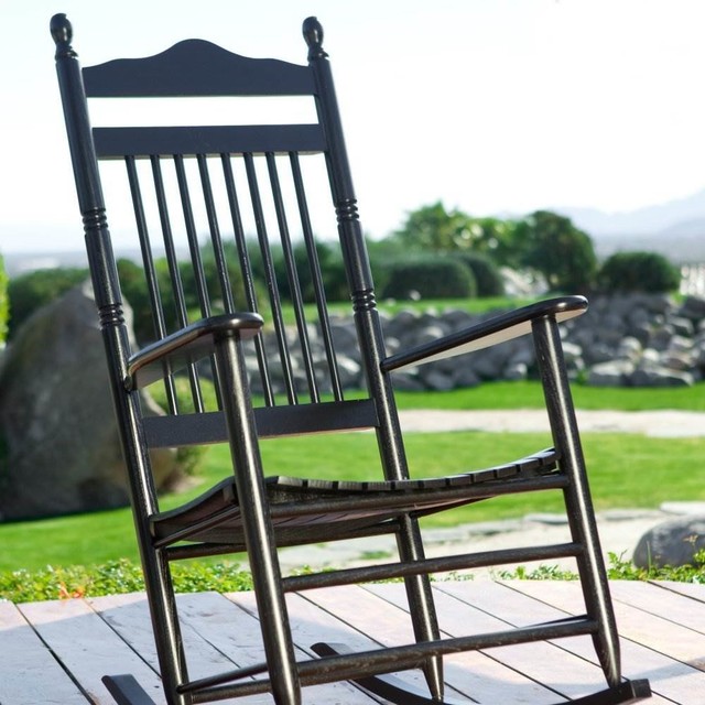 Standard Slat Porch Rocking Chair in Black Finish