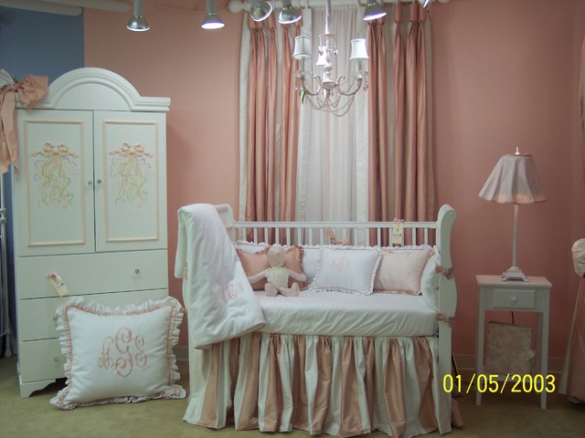 Beverly Hills Blush Silk Crib Bedding Draperies Traditional