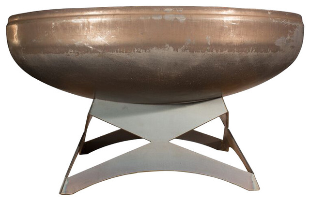 Ohio Flame 24 Liberty Fire Pit With Angular Base Natural Steel