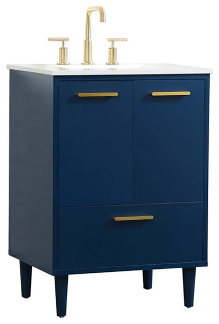 24" Bathroom Vanity, Blue - Midcentury - Bathroom Vanities And Sink ...