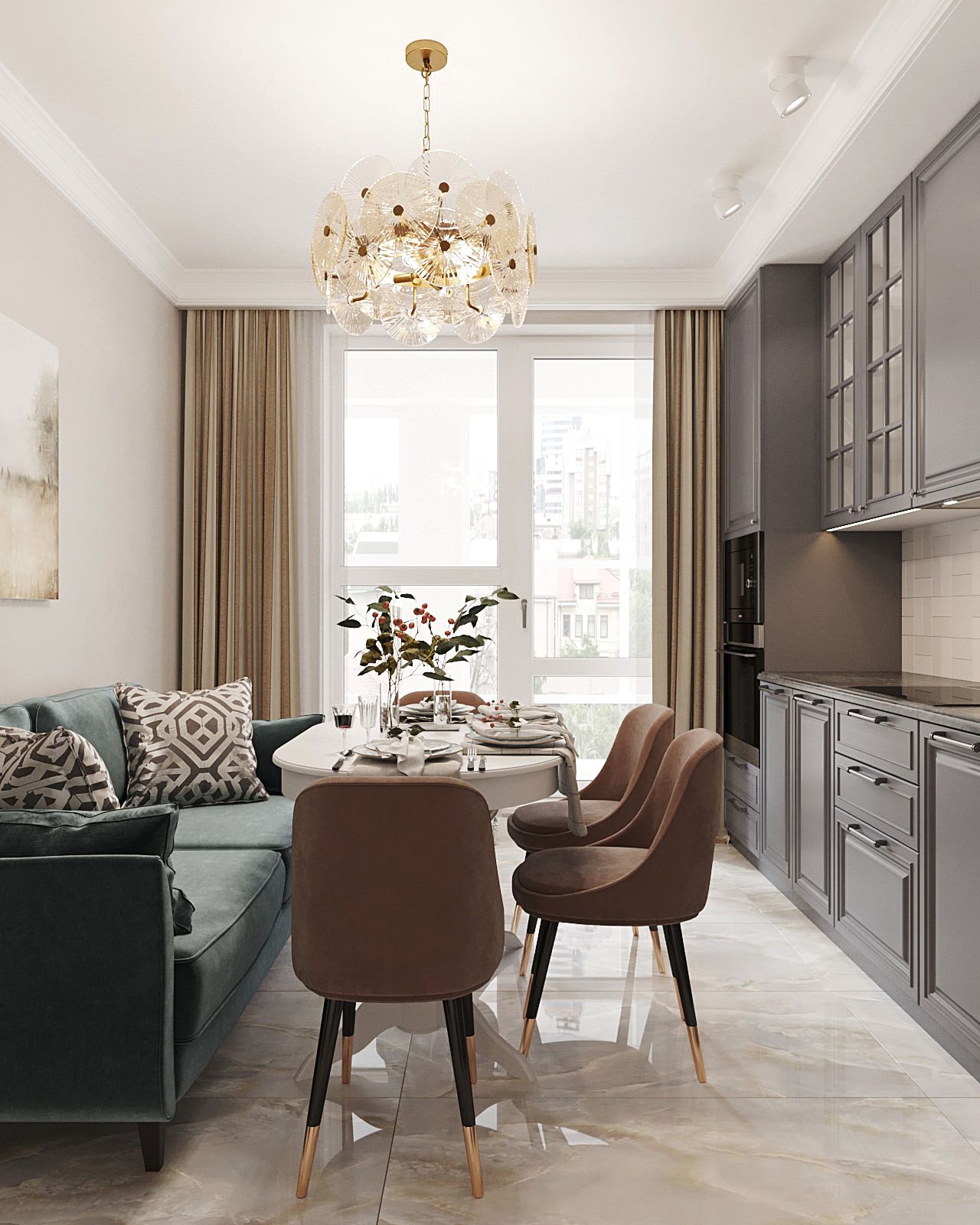 Современный интерьер с классическими элементами