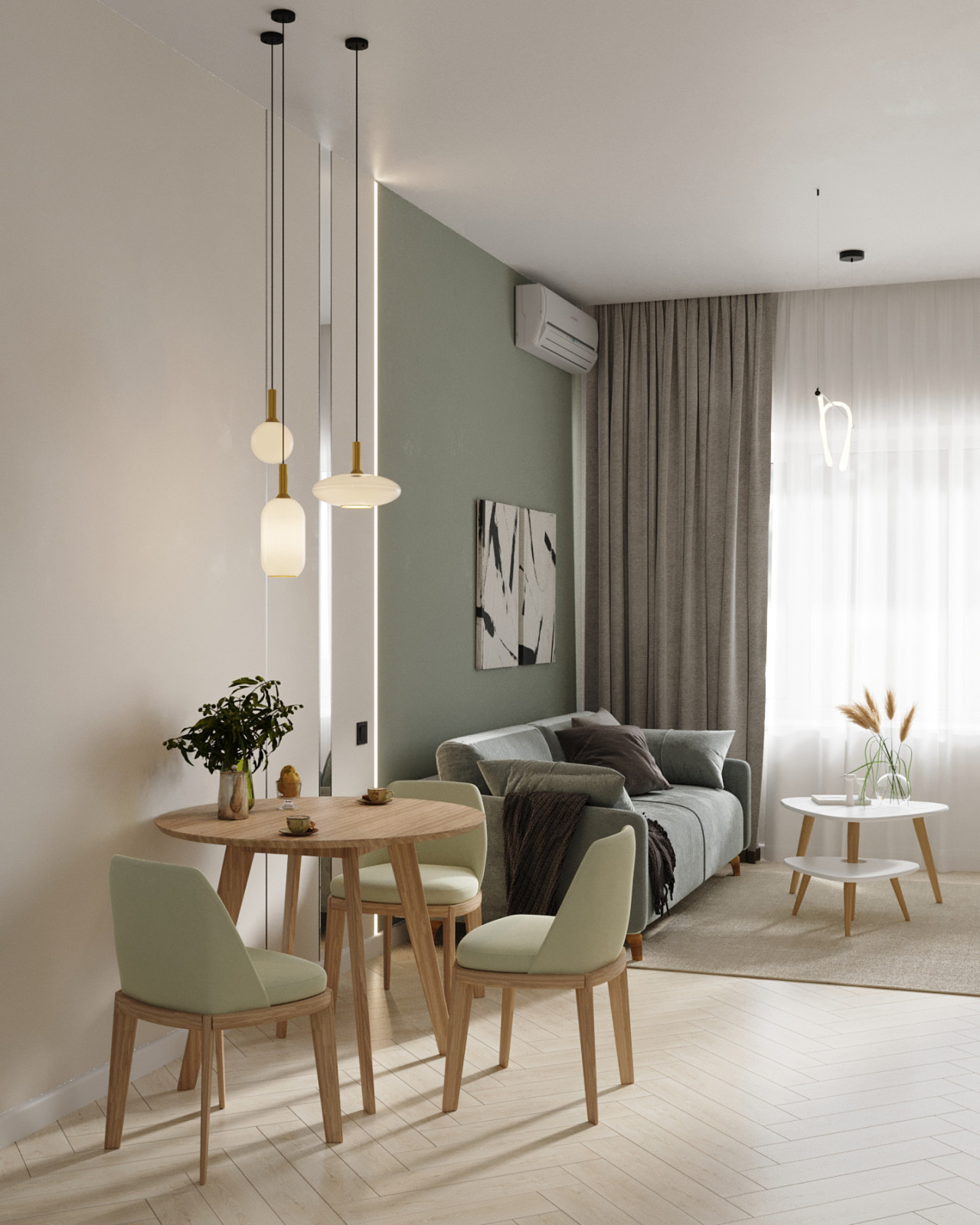 Дизайн-проект квартиры, площадью 59,25 м2, мкр Северный, жк Риф