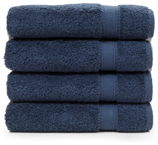 Linum Home Textiles Sinemis Terry Hand Towels, Set of 4, Navy