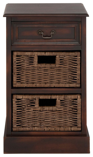 Urban Designs 3 Drawer Wooden Storage Chest Night Stand With Wicker Urban Designs 3 Drawer Wooden Storage Chest Night Stand With Wicker Baskets Tropical Nightstands And Bedside Tables By Casa Cortes