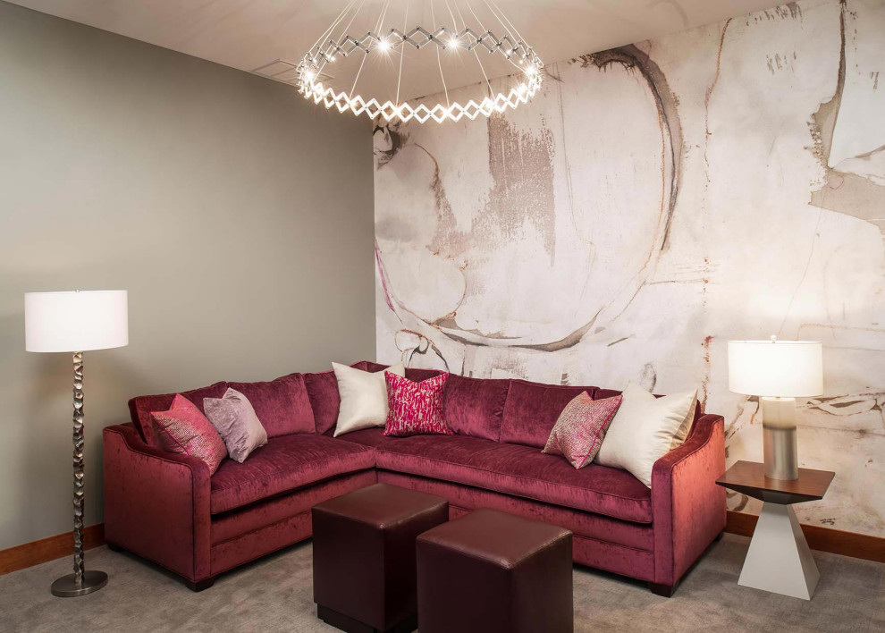 Стильный дизайн: изолированная гостиная комната среднего размера в современном стиле - последний тренд