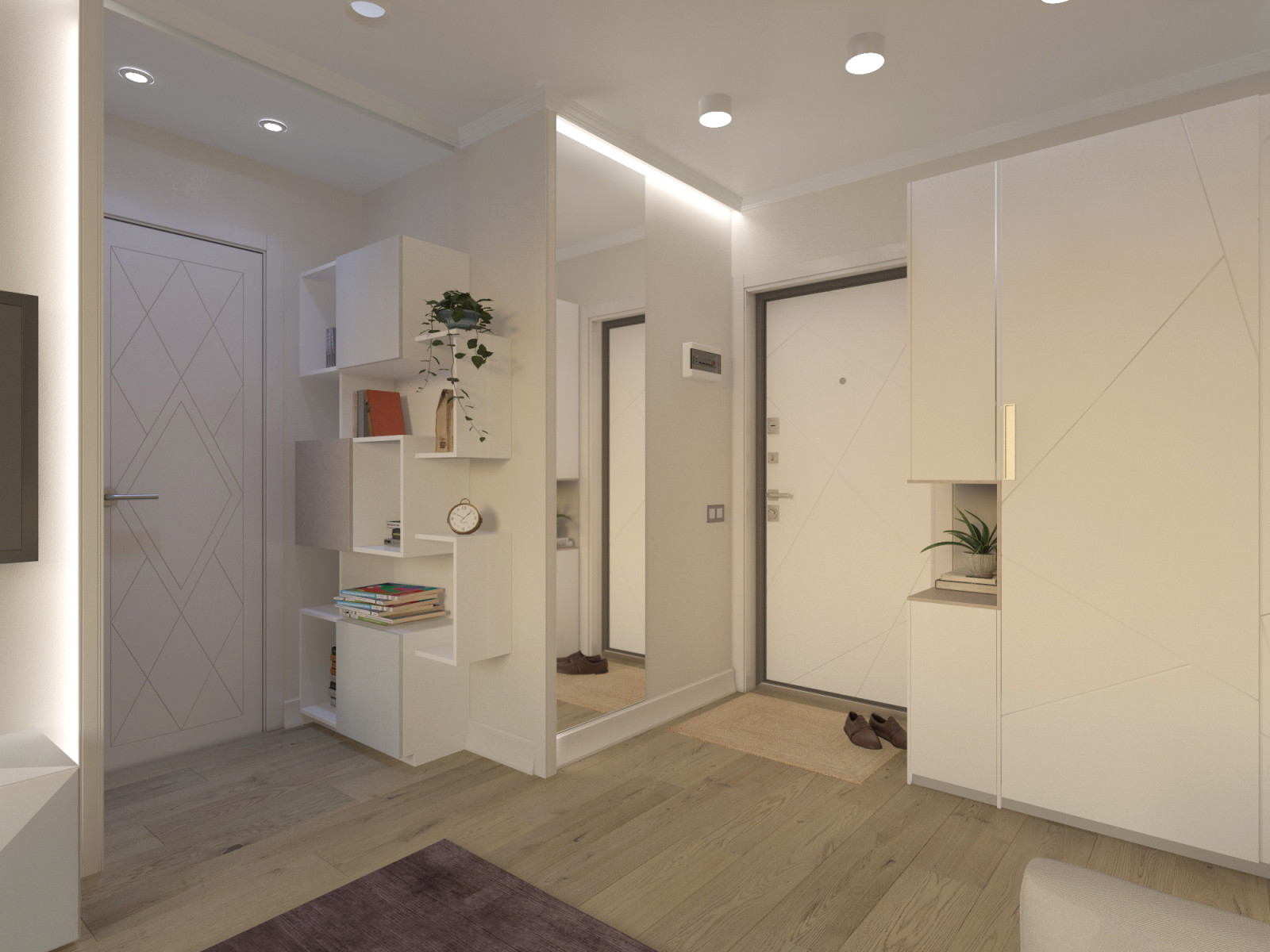 совмещенный коридор с комнатой