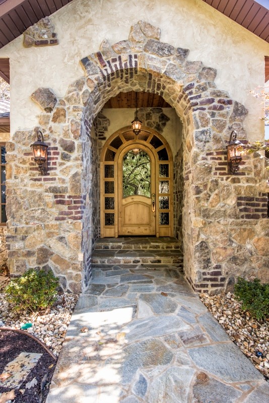 Inspiration for a mid-sized rustic front door remodel