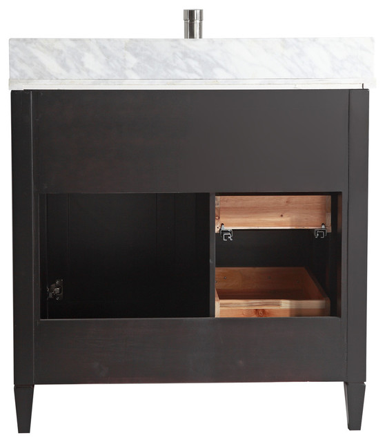 Vanity Art Set With Carrara Marble Top 36 Espresso Standard Mirror