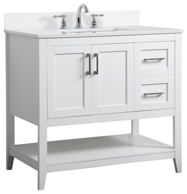 Elegant Decor Aubrey Bathroom Vanity White Transitional Bathroom Vanities And Sink Consoles