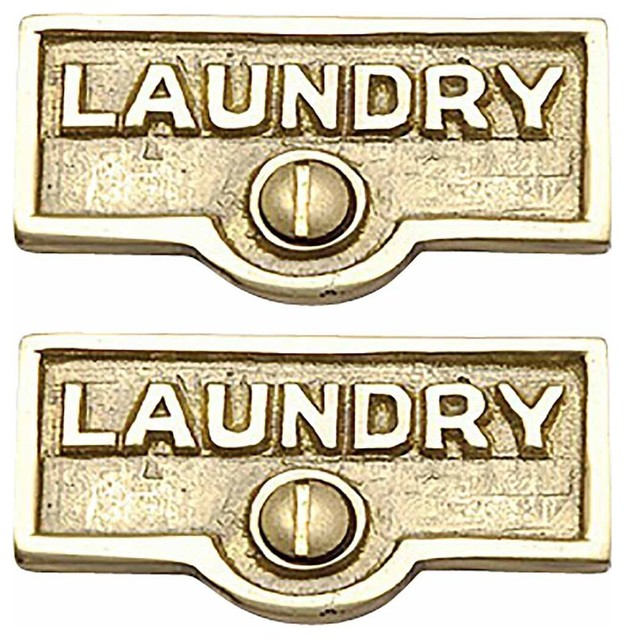 2 Switch Plate Tags LAUNDRY Name Signs Labels Lacquered Brass 2-switch-plate-tags-laundry-name-signs-labels-lacquered-brass