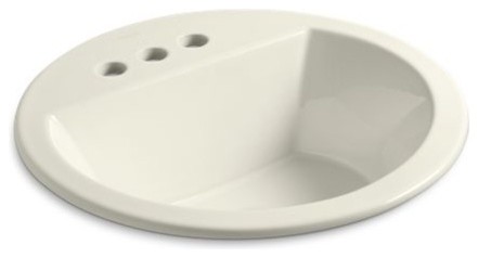 Kohler Bryant Round Drop-In Bathroom Sink w/ 4" Centerset Faucet Holes, Biscuit