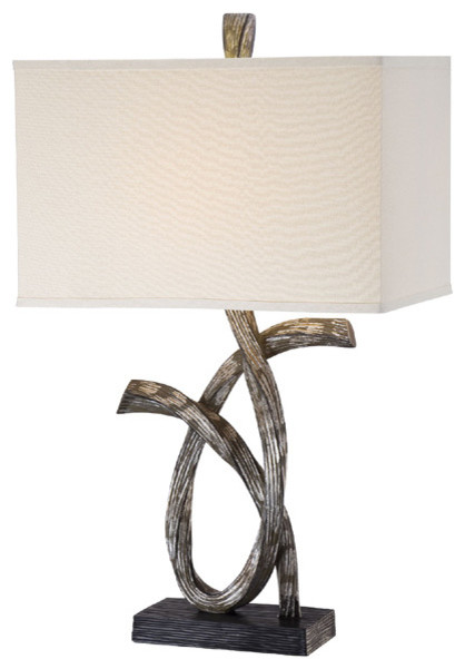 Table Lamp - Aged Silver/Fabric Shade