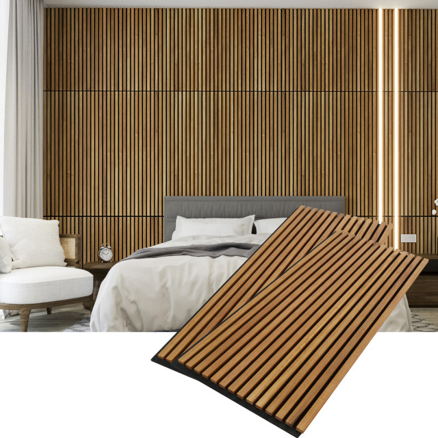 Solid Wood Slat Wall Panels Set of 2 Wood Wall Panels White Oak