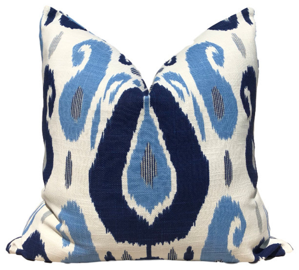 Ikat Pillow, Moroccan Pillow, Blue and 