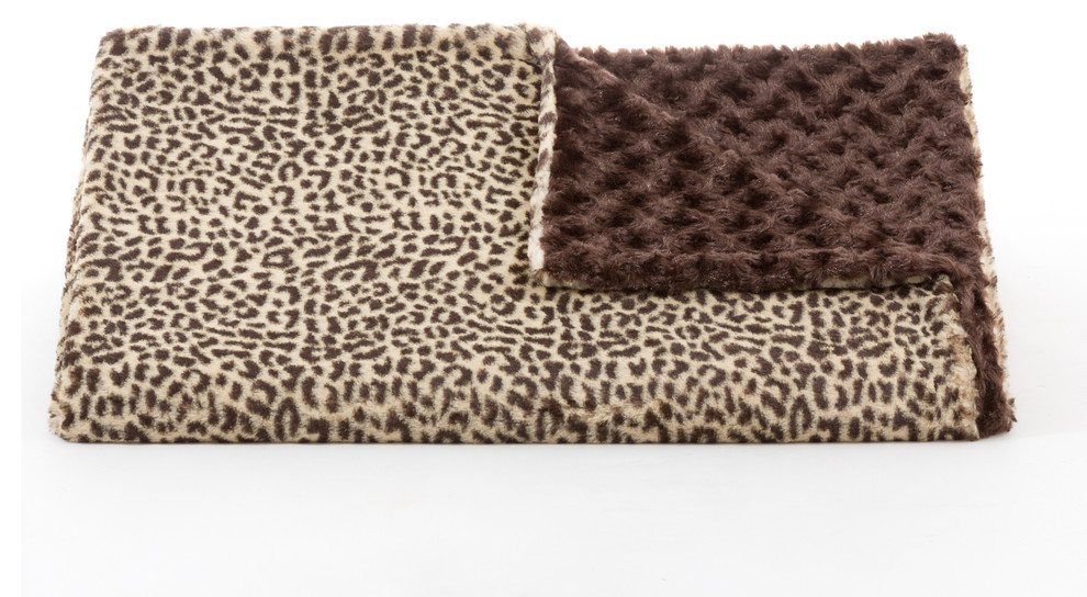 Animal Print Soft Cuddle Throw in Cheetah + Chocolate Rosebud, Standard