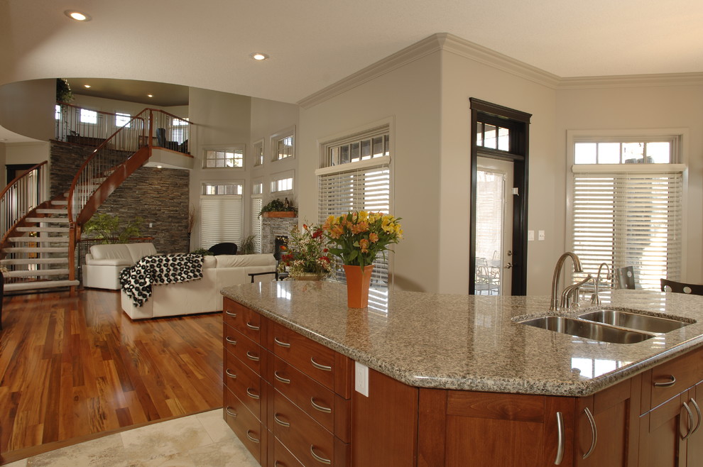 Inspiration for a transitional home design remodel in Edmonton