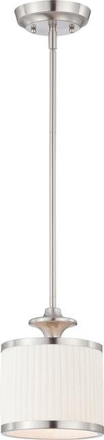Contemporary Candice 1-Light Mini Pendant, Brushed Nickel Finish