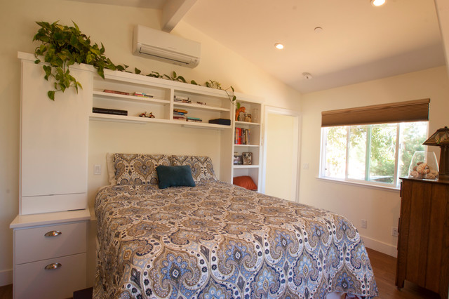 Bedroom With Built In Overhead Storage Eclectic Bedroom