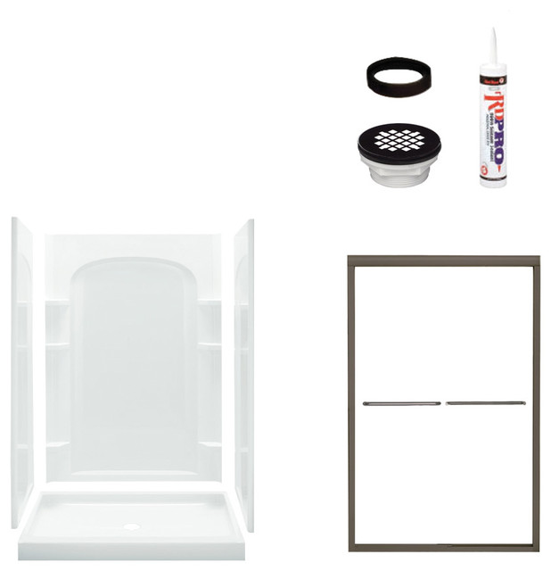 Sterling Ensemble 75x34x48 Alcove Shower Kit Clear Gl Bronze Sterling Ensemble 75x34x48 Alcove Shower Kit Clear Gl Bronze