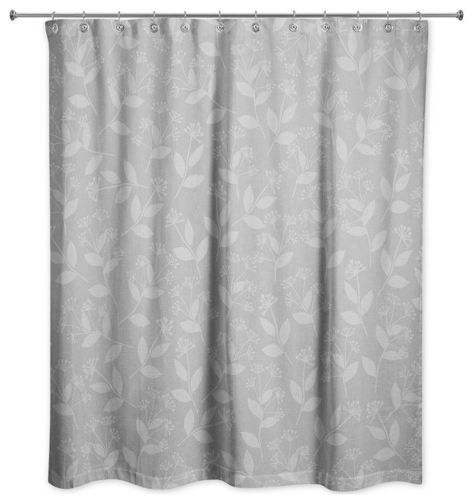 Floral Silhouette Shower Curtain 71x244 Contemporary Shower