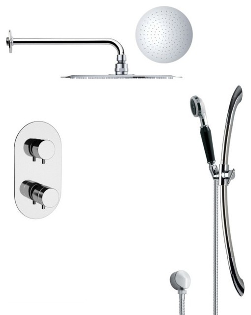 Modern Round Chrome Rain Shower Faucet Set